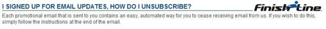 Finish Line Let Me Unsubscribe!